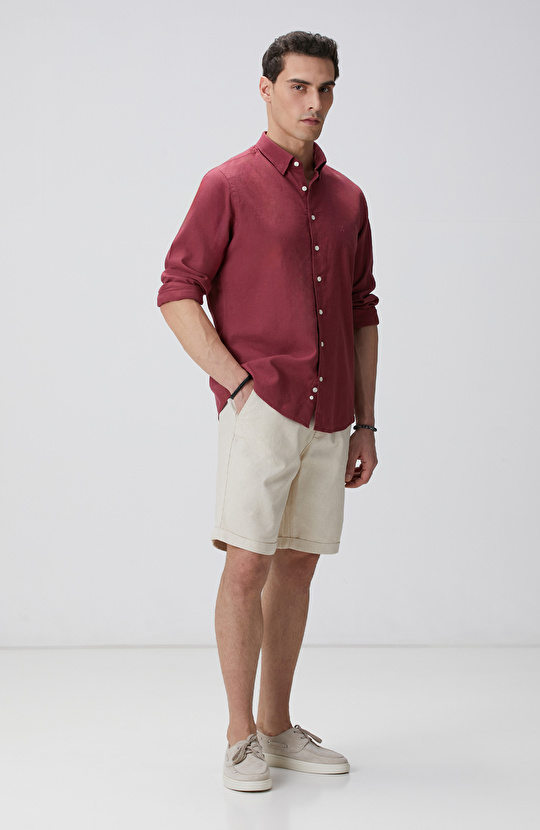 Bordo Keten Gömlek
