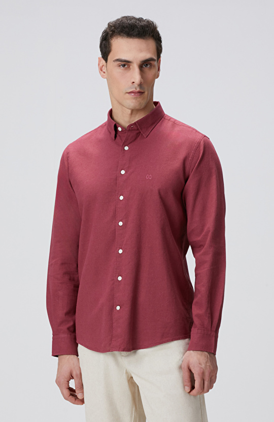 Bordo Keten Gömlek