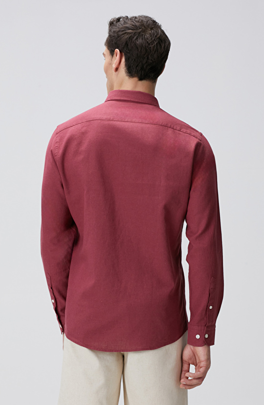 Bordo Keten Gömlek