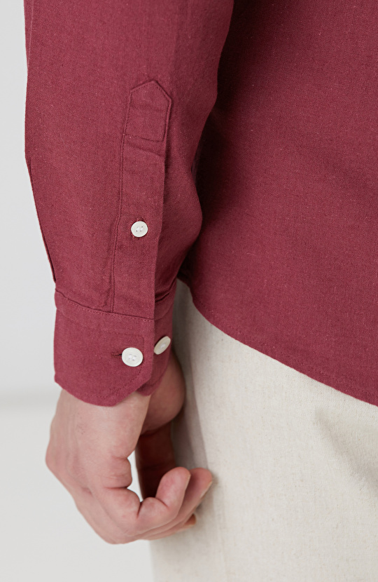 Bordo Keten Gömlek