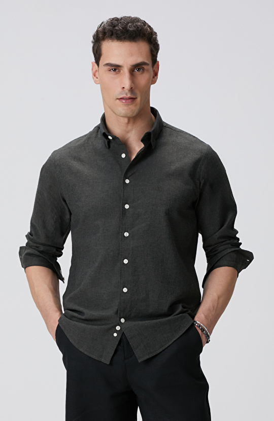 Haki Keten Gömlek