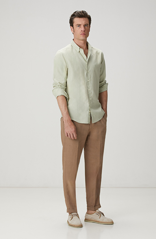 Mint Nane Keten Karışımlı Gömlek