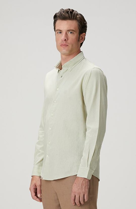 Mint Nane Keten Karışımlı Gömlek