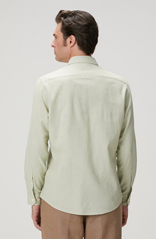 Mint Nane Keten Karışımlı Gömlek