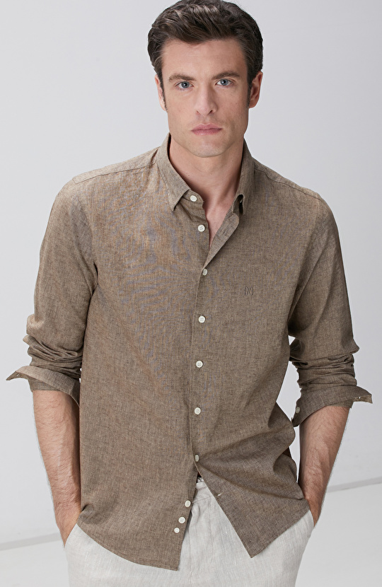 Vizon Keten Karışımlı Gömlek