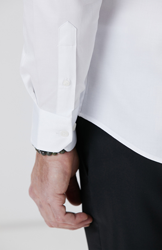 Beyaz Pamuk-Saten Gömlek