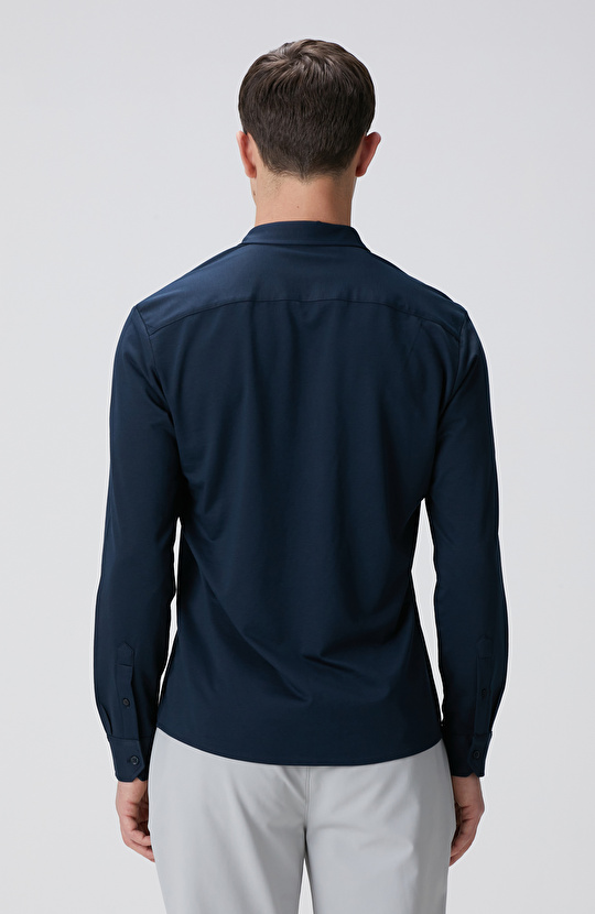 Lacivert Örme Gömlek