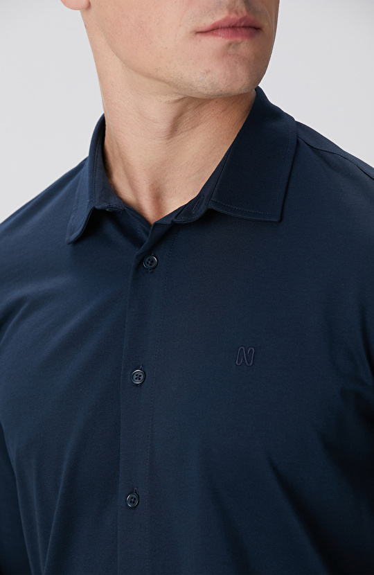 Lacivert Örme Gömlek