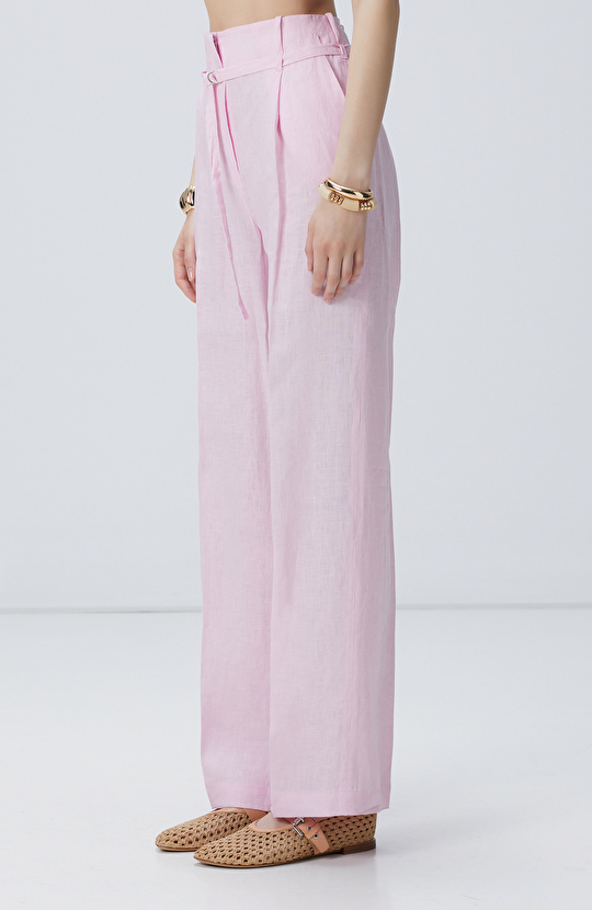 Pembe Keten Pantolon