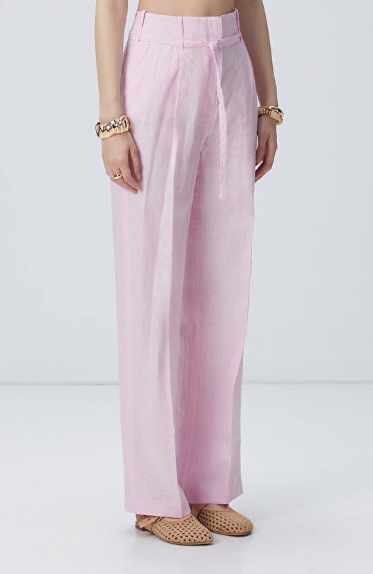 Pembe Keten Pantolon