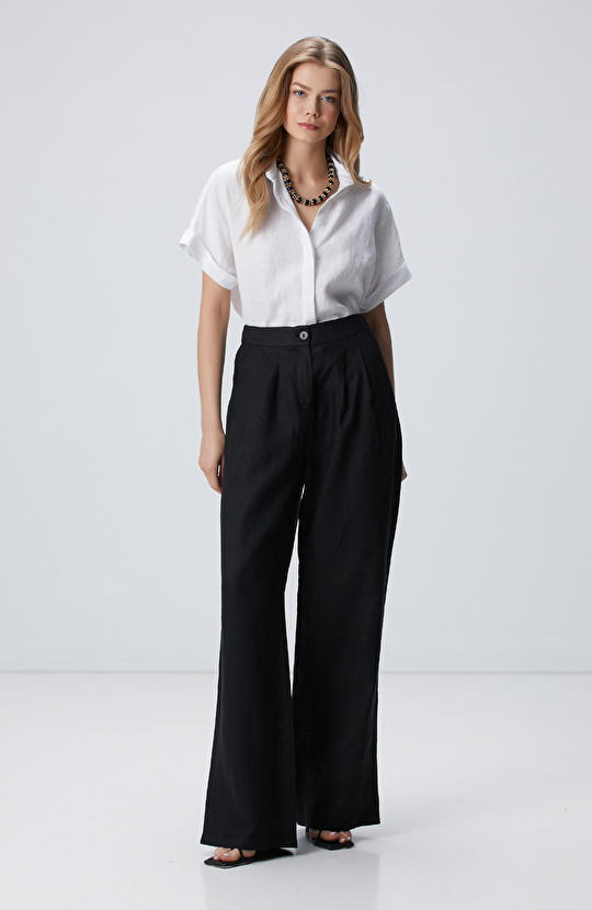 Siyah Keten Pantolon