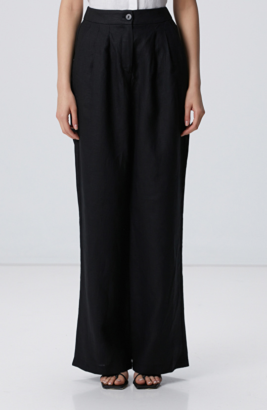 Siyah Keten Pantolon