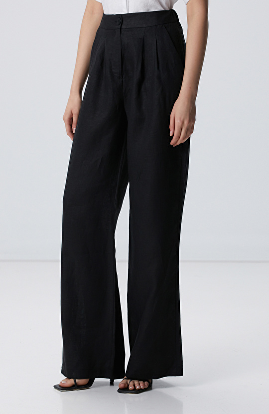 Siyah Keten Pantolon