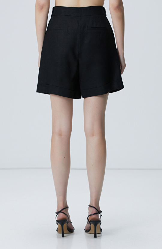 Siyah Keten Şort