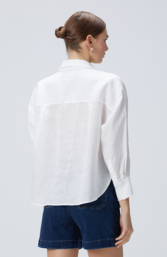 Beyaz Keten Gömlek