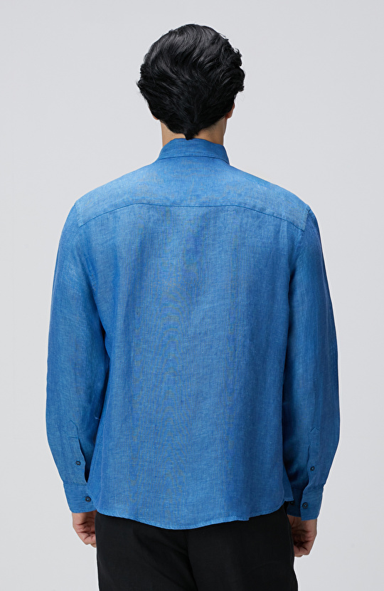 Turkuaz Keten Gömlek