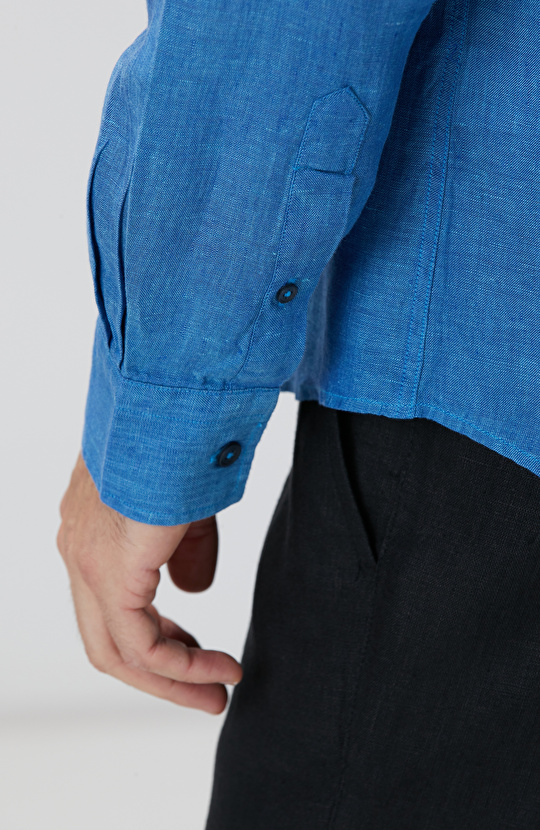 Turkuaz Keten Gömlek