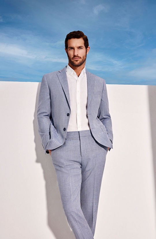 Mavi Loro Piana Kumaşıyla Üretilmiş Limited Yün Takım Elbise