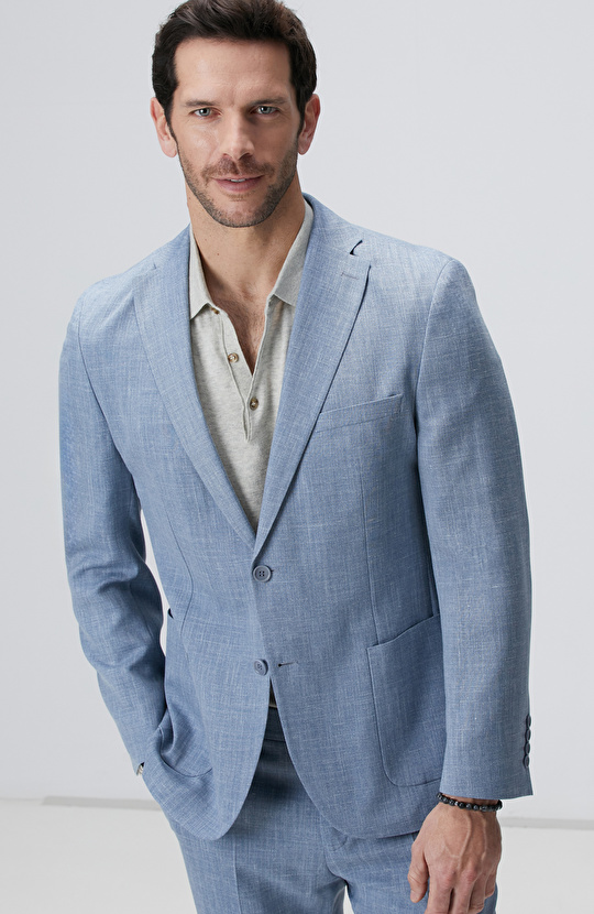 Mavi Loro Piana Kumaşıyla Üretilmiş Limited Yün Takım Elbise