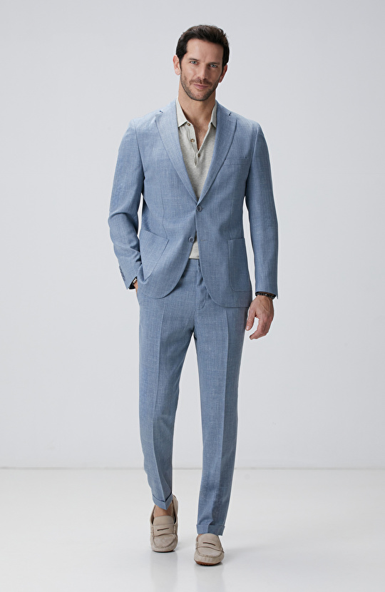 Mavi Loro Piana Kumaşıyla Üretilmiş Limited Yün Takım Elbise