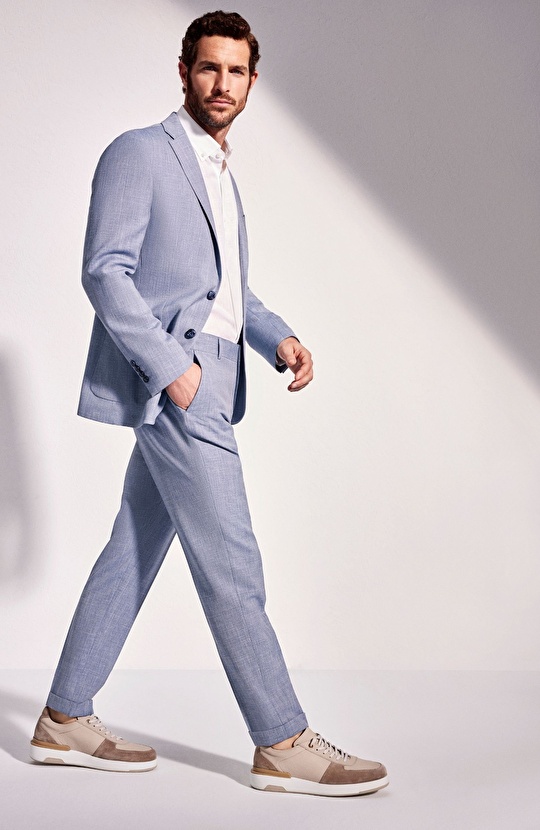 Mavi Loro Piana Kumaşıyla Üretilmiş Limited Yün Takım Elbise