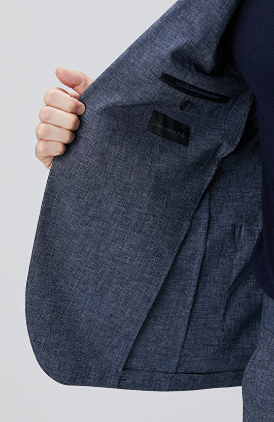 Indigo Keten Karışımlı Takım Elbise