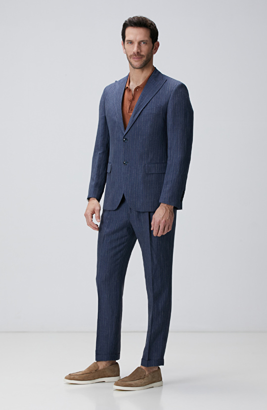 Limited Indigo Keten İpek Karışımlı Takım Elbise