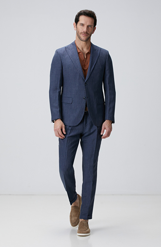 Limited Indigo Keten İpek Karışımlı Takım Elbise