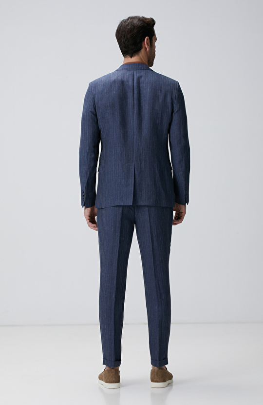 Limited Indigo Keten İpek Karışımlı Takım Elbise