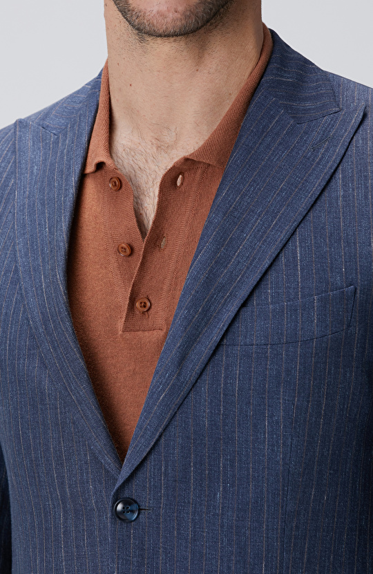 Limited Indigo Keten İpek Karışımlı Takım Elbise