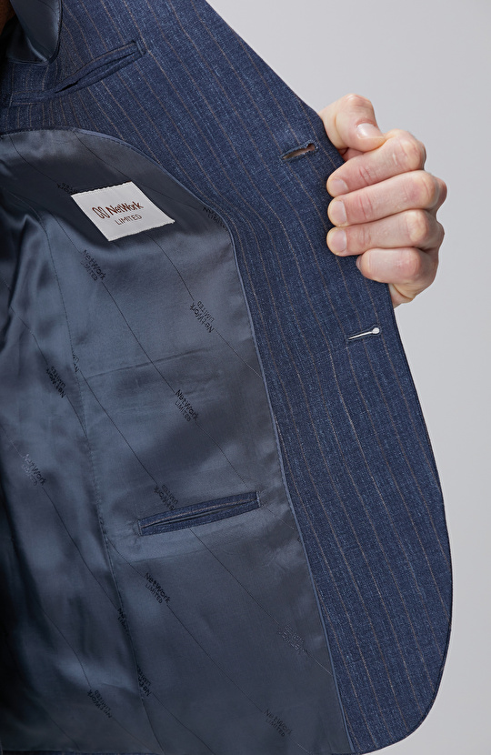 Limited Indigo Keten İpek Karışımlı Takım Elbise