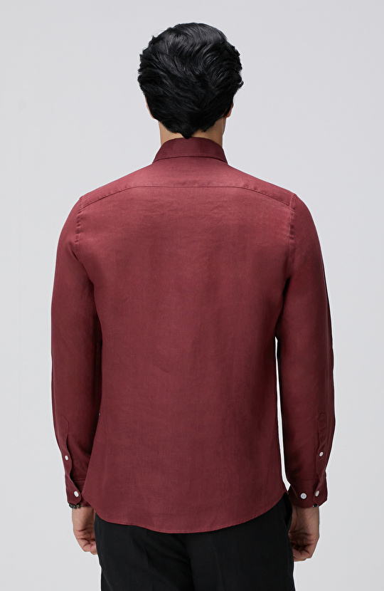 Bordo Keten Gömlek