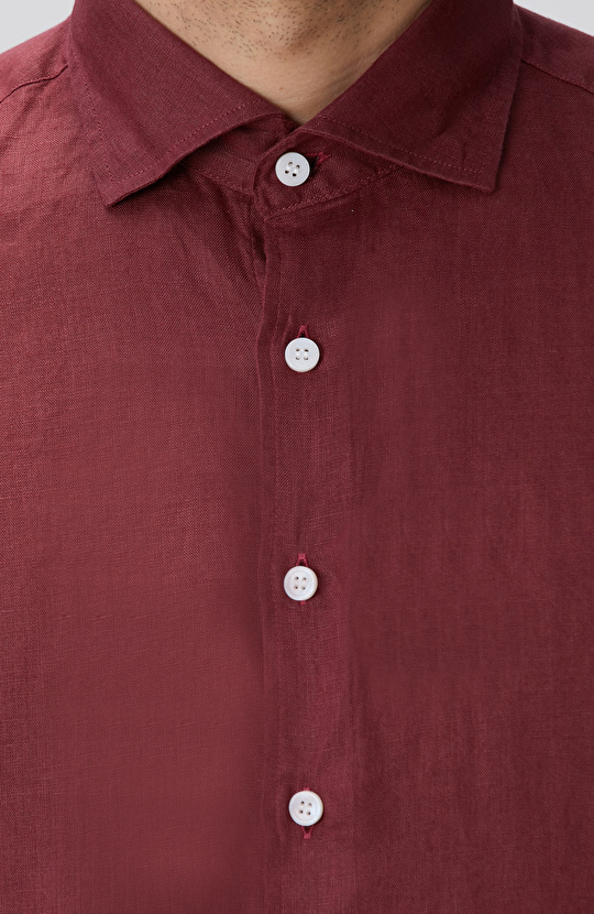 Bordo Keten Gömlek
