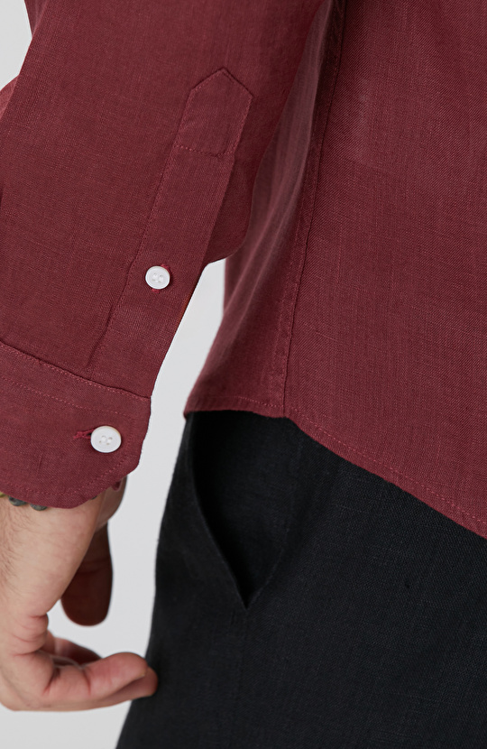 Bordo Keten Gömlek