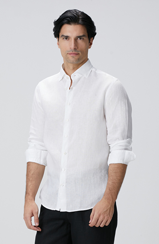 Beyaz Keten Gömlek