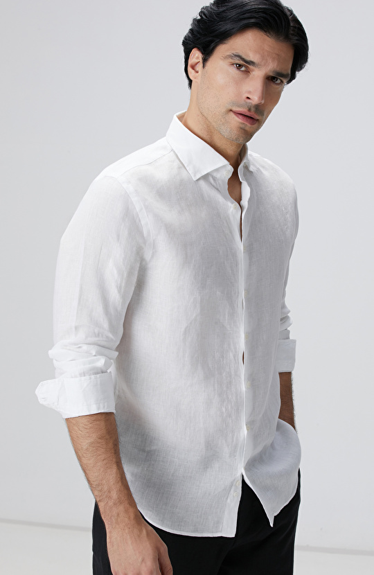 Beyaz Keten Gömlek