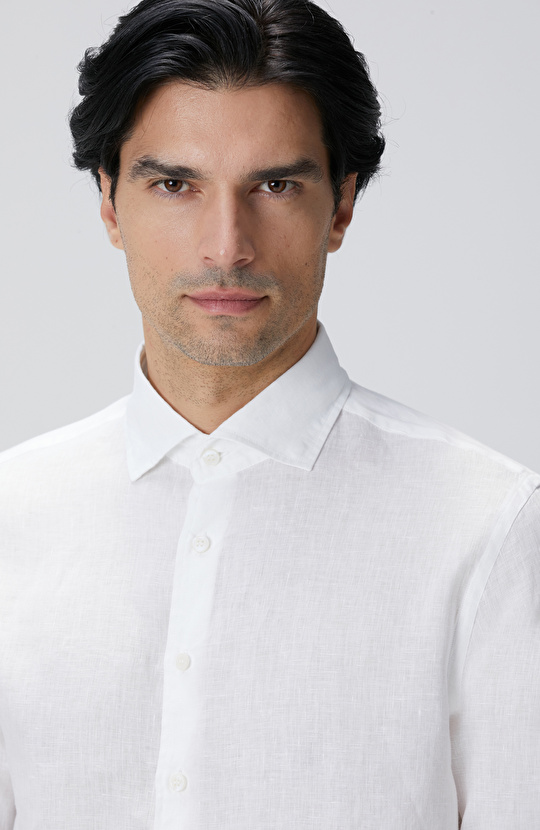 Beyaz Keten Gömlek