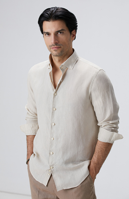 Naturel Keten Gömlek