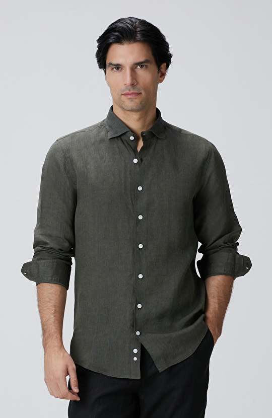 Haki Keten Gömlek Haki Keten Gömlek