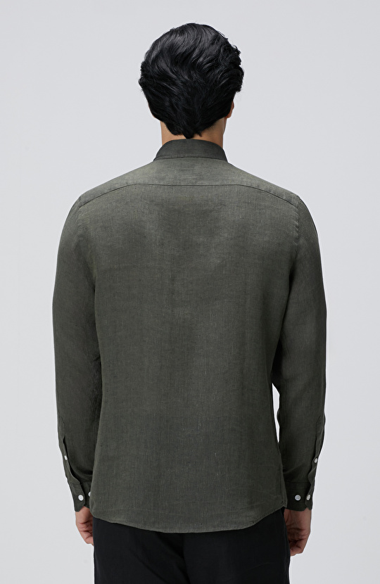 Haki Keten Gömlek