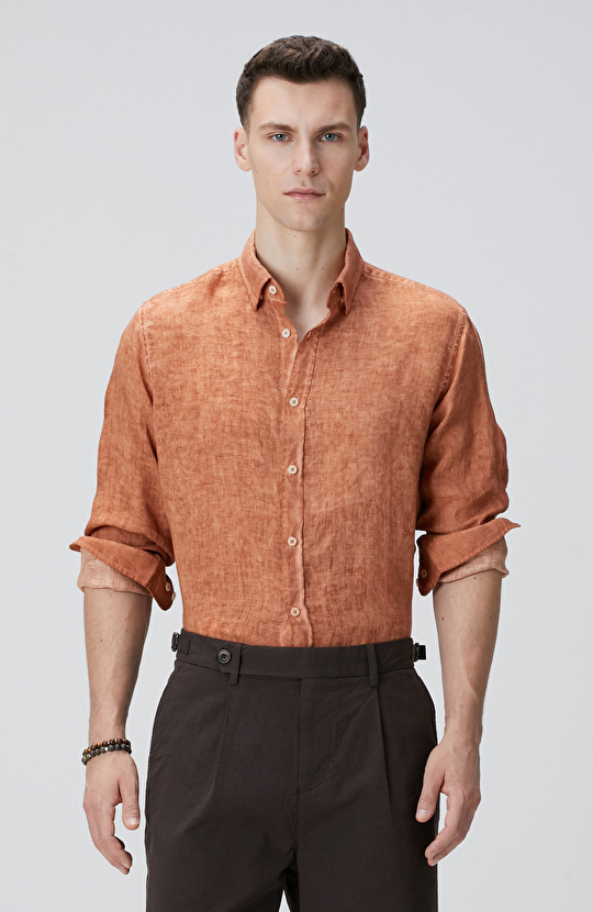 Turuncu Keten Gömlek