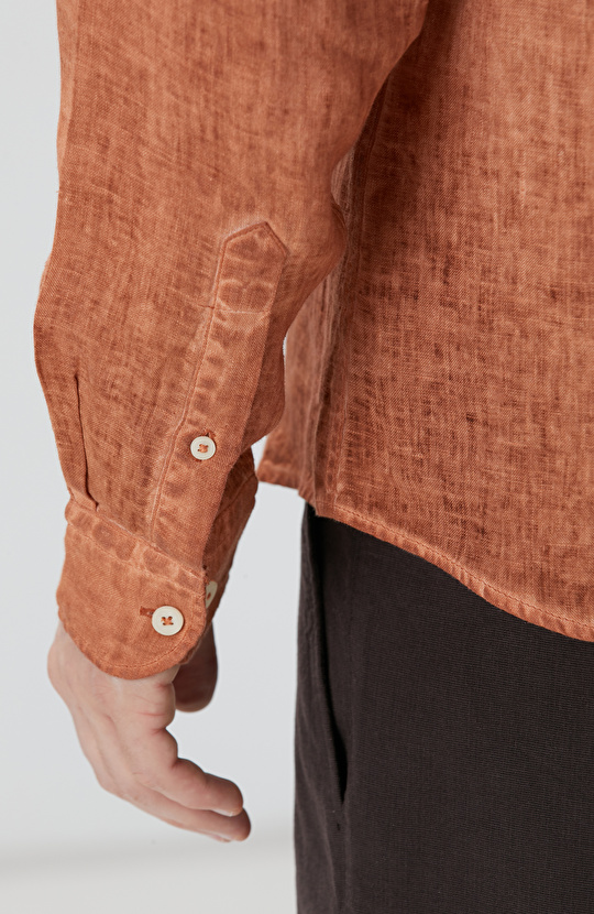 Turuncu Keten Gömlek