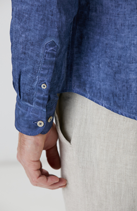 Lacivert Keten Gömlek