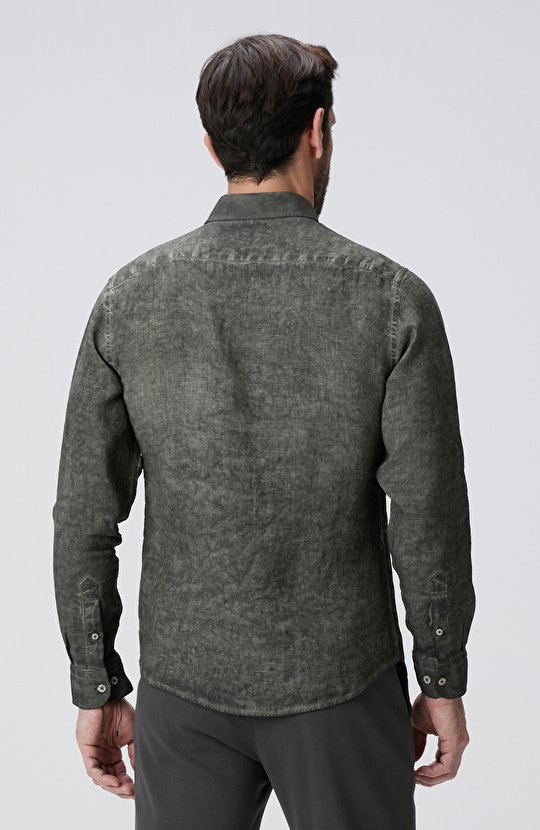 Haki Keten Gömlek