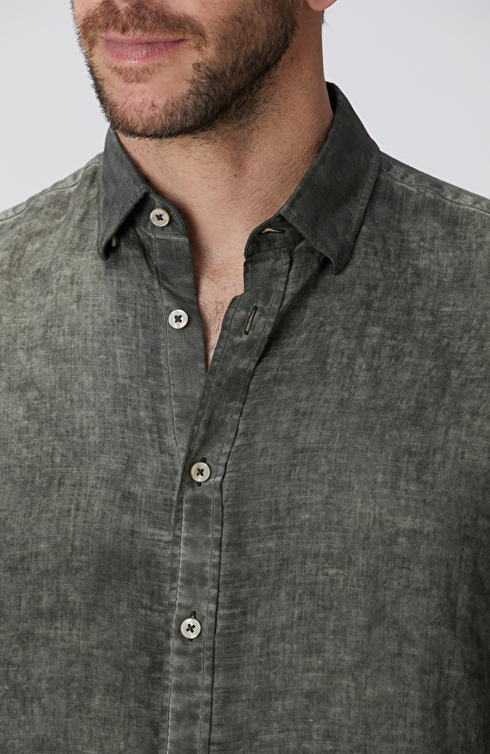 Haki Keten Gömlek