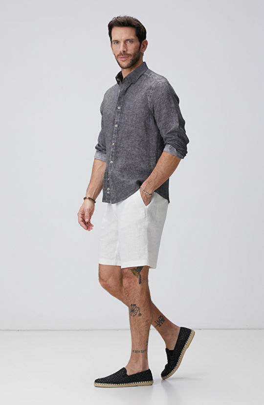 Antrasit Keten Gömlek