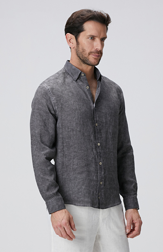Antrasit Keten Gömlek
