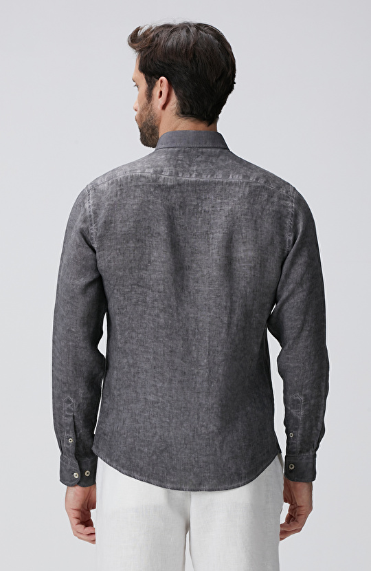 Antrasit Keten Gömlek