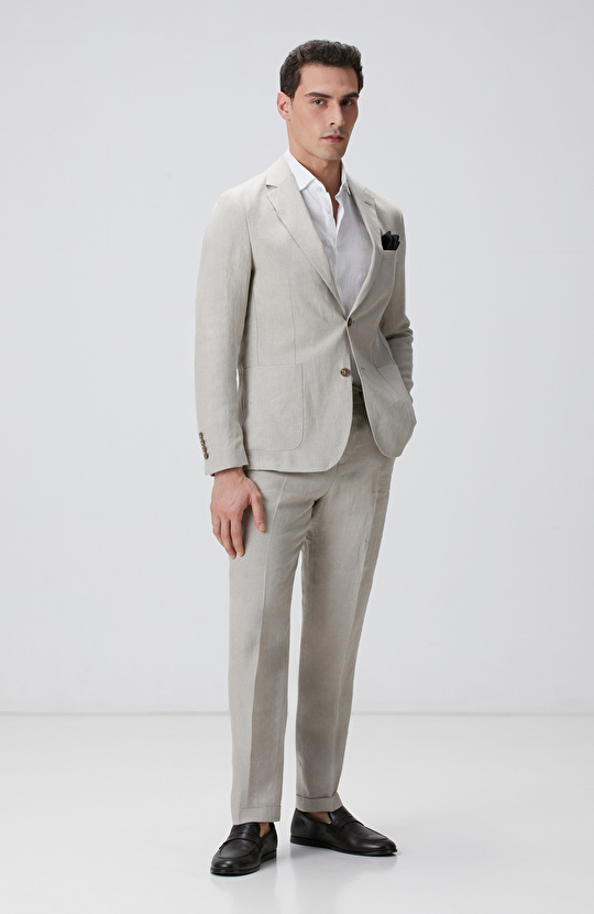 Naturel Keten Takım Elbise