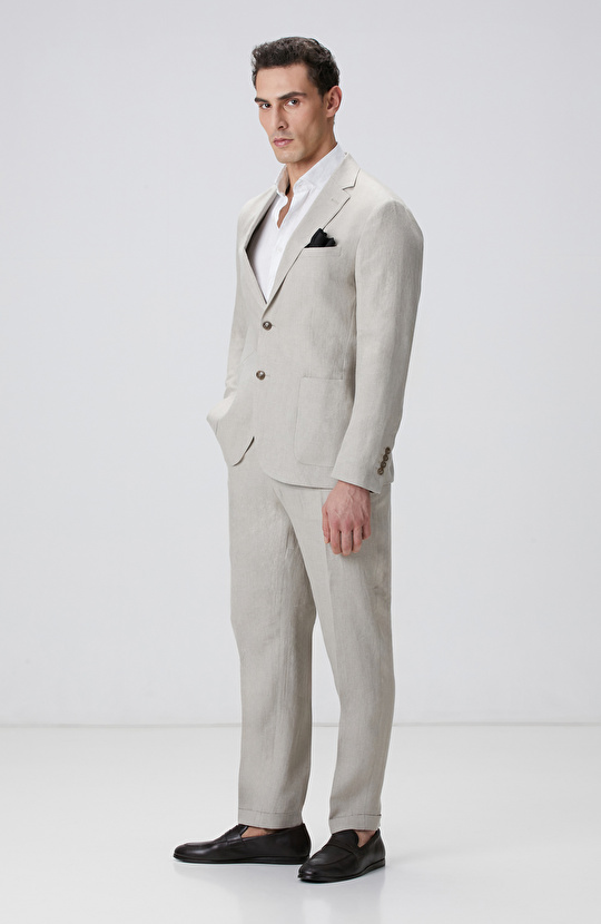 Naturel Keten Takım Elbise